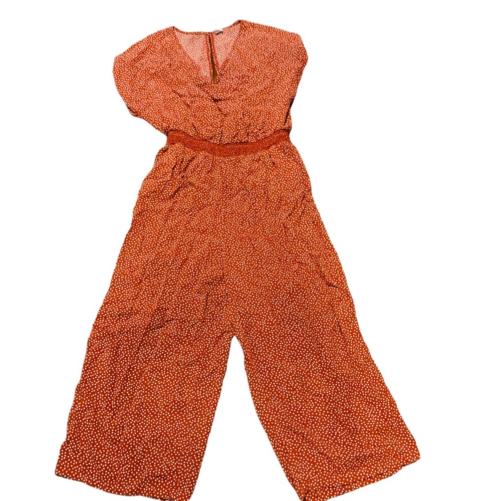 OLD NAVY Red & White Polka Dot Crop Wide Leg Jumpsuit